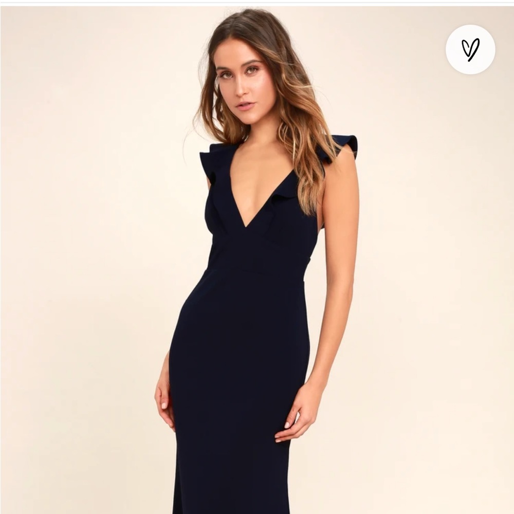 Lulus Formal Gown - Navy Blue Maxi Dress - Size Medium